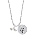 thumbnail image 1 of Delight Jewelry Silvertone Script ''Princess'' Silvertone Script Initial Disc - P - Charm Necklace, 20"+3", 1 of 4