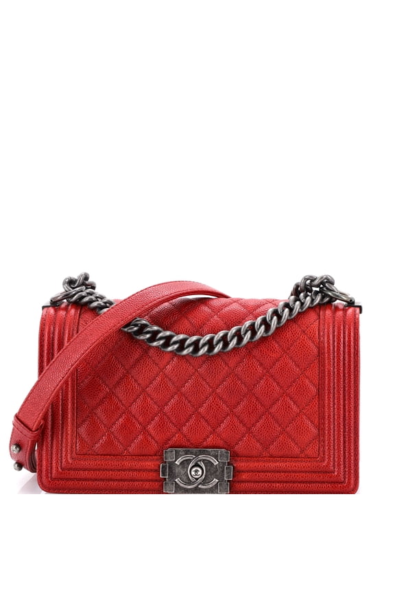 Pre-Owned Boy Flap Bag Quilted Caviar Old Medium By Rebag