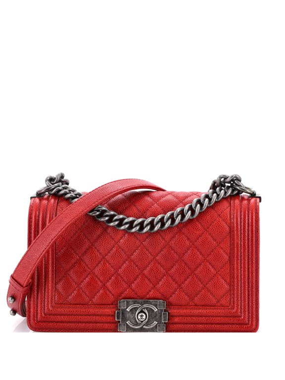 Pre-Owned Boy Flap Bag Quilted Caviar Old Medium By Rebag