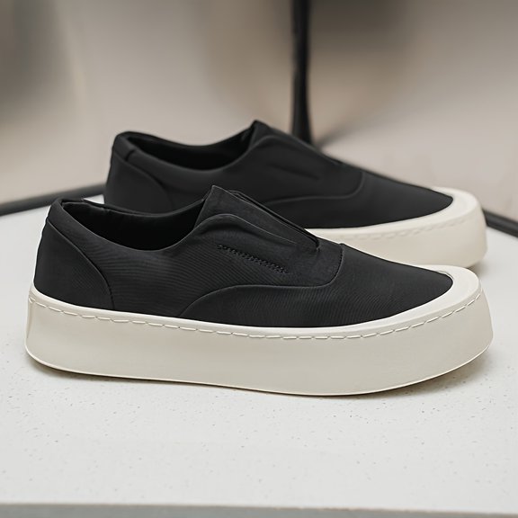 Men's Slip-On Platform Sneakers, Breathable Casual Lazy Shoes, Lightweight Non-Slip Thick Sole Walking Shoes for Daily Wear, Streetwear