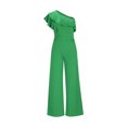 thumbnail image 2 of WREESH Womens Business Casual Jumpsuit Fashion Selvedge Single Shoulder Zipper Sleeve Solid Long Jumpsuit Green, 2 of 6