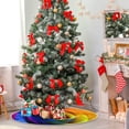 thumbnail image 4 of FMSHPON Multicolor Roses Xmas Christmas Tree Skirt Stand Mat for Holiday Party Decoration Indoor Outdoor 48 inches, 4 of 6