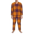 thumbnail image 3 of Picia Fall Buffalo Plaid Pattern Men’s Long-Sleeve Sleepwear Set - Soft 2-Piece Loungewear with Pockets, Comfy PJs for Relaxing Nights-Medium, 3 of 7