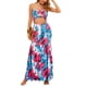 thumbnail image 1 of Mujeres 2 Piezas Falda Traje Correa Top Largo Cola De Pescado Vestido Correa Impresión Floral De Moda Para Vacaciones Citas Compras Rojo M, 1 of 6