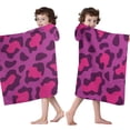 thumbnail image 4 of Pink and Black Of Leopard Print Hooded Bath Towel，50"x30" for Ages 3 To 12 Kids, Quick Dry Lightweight Soft Microfiber Hood Beach Towel Cover Up for Kids, 4 of 7