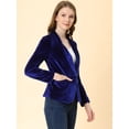 thumbnail image 4 of Chaqueta de terciopelo Allegra K para Mujer con Botones y cuello chal Azul real XL, 4 of 7