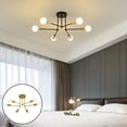 thumbnail image 3 of 6 Lights Chandelier Lighting, Iron Ceiling Light Fixture, Nordic Ceiling Lamps Living Room Bedroom Decorative Lighting - Golden, 3 of 8