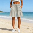 thumbnail image 4 of TRUBKH Skorts for Women Ruffled Tiered Skirts High Waist Soft Short Tennis Golf Shorts Scrunch Shorts Dance Shorts Breathable Flowy Skirts Beach Vacation Shorts Elastic Waist Beige 4XL, 4 of 5