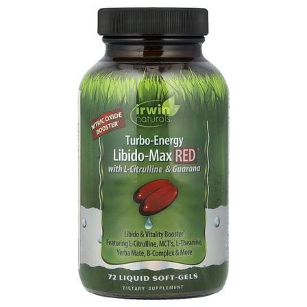 Irwin Naturals Turbo-Energy, Libido-Max RED™ With L-Citrulline & Guarana, 72 Liquid Soft-Gels