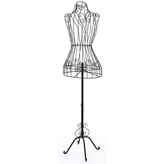 Wire Frame Mannequin Torso, Female Dress Form, Height-Adjustable Pole - Black$$Furniture