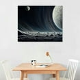 thumbnail image 2 of ARISTURING Black and White Moon Oil Painting Hand Painted Textured Canvas Wall Art 20x16 inch, 2 of 4