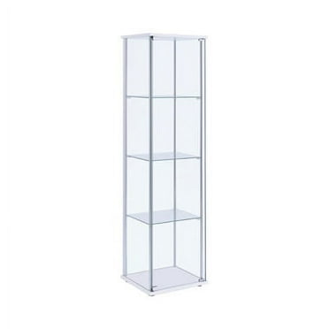 Rectangular 4-shelf Curio Cabinet White and Clear