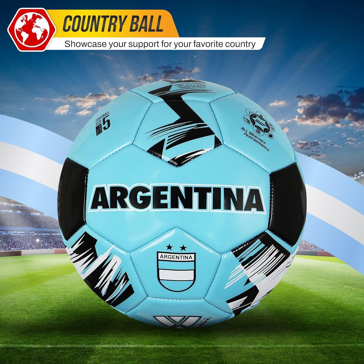 Vizari National Team Soccer Ball | Durable Faux Leather | Sizes 3, 4, & 5 | Ideal for Youth & Adults