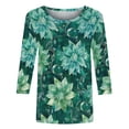 thumbnail image 3 of Women's 3/4 Sleeve Blouses Spring Summer Womens Clothings Basic Tees Shirt Fashion Flowers Printed Round Neck Shirts Pullover Tops, 3 of 5