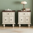 thumbnail image 4 of 20.47 Inch Vintage Nightstand with Two Drawers and Solid Wood Roman Column Legs, MDF Bedside Table for Bedroom or Living Room in Antique White, 4 of 9