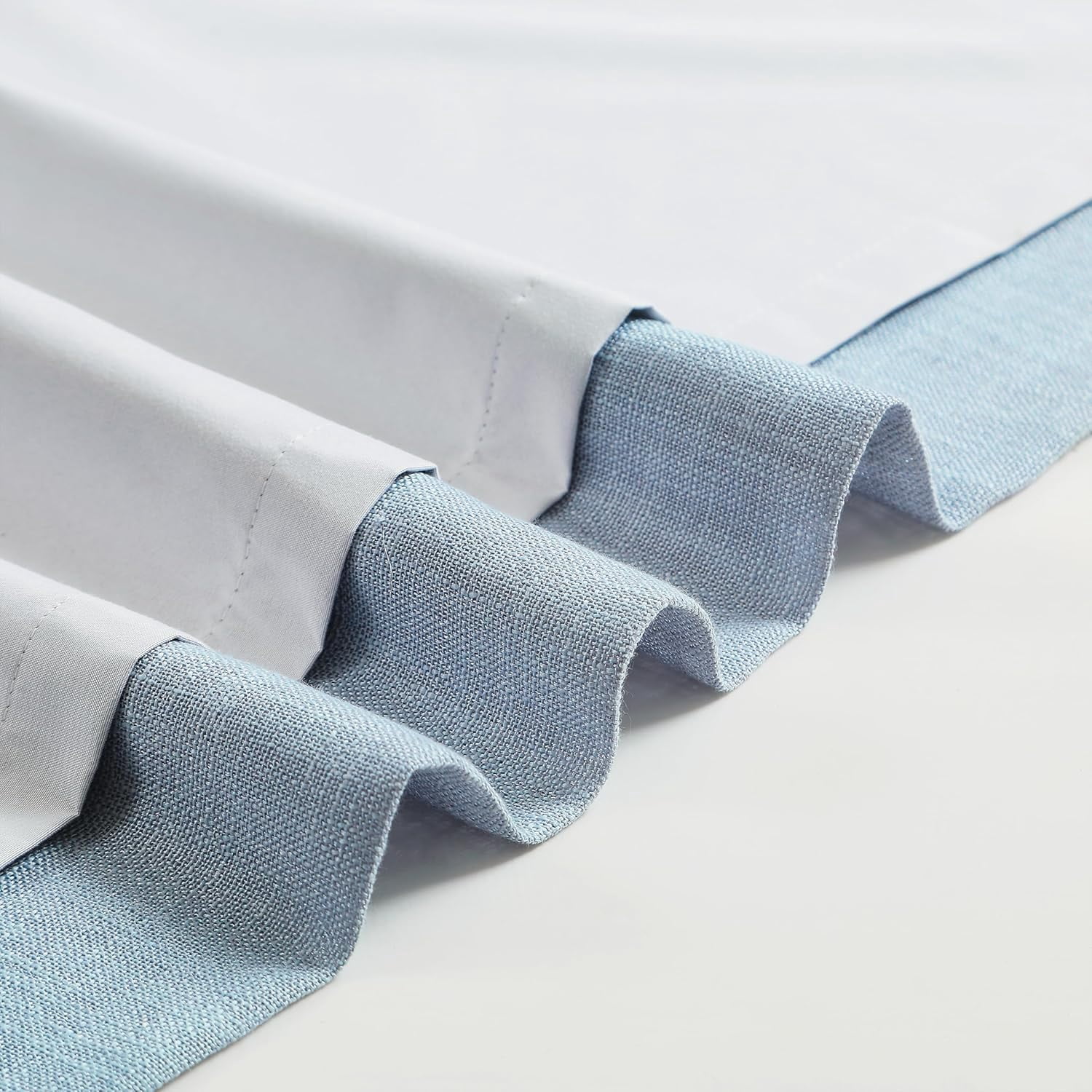 90 Inches Length Dusty Blue Pinch Pleated 100 Blackout Curtain Panels with Liners,Linen Textured Drapes for Bedroom Living Room,Energy Efficient Backtab Hooks Window Treatment,40" Wx90 Lx2