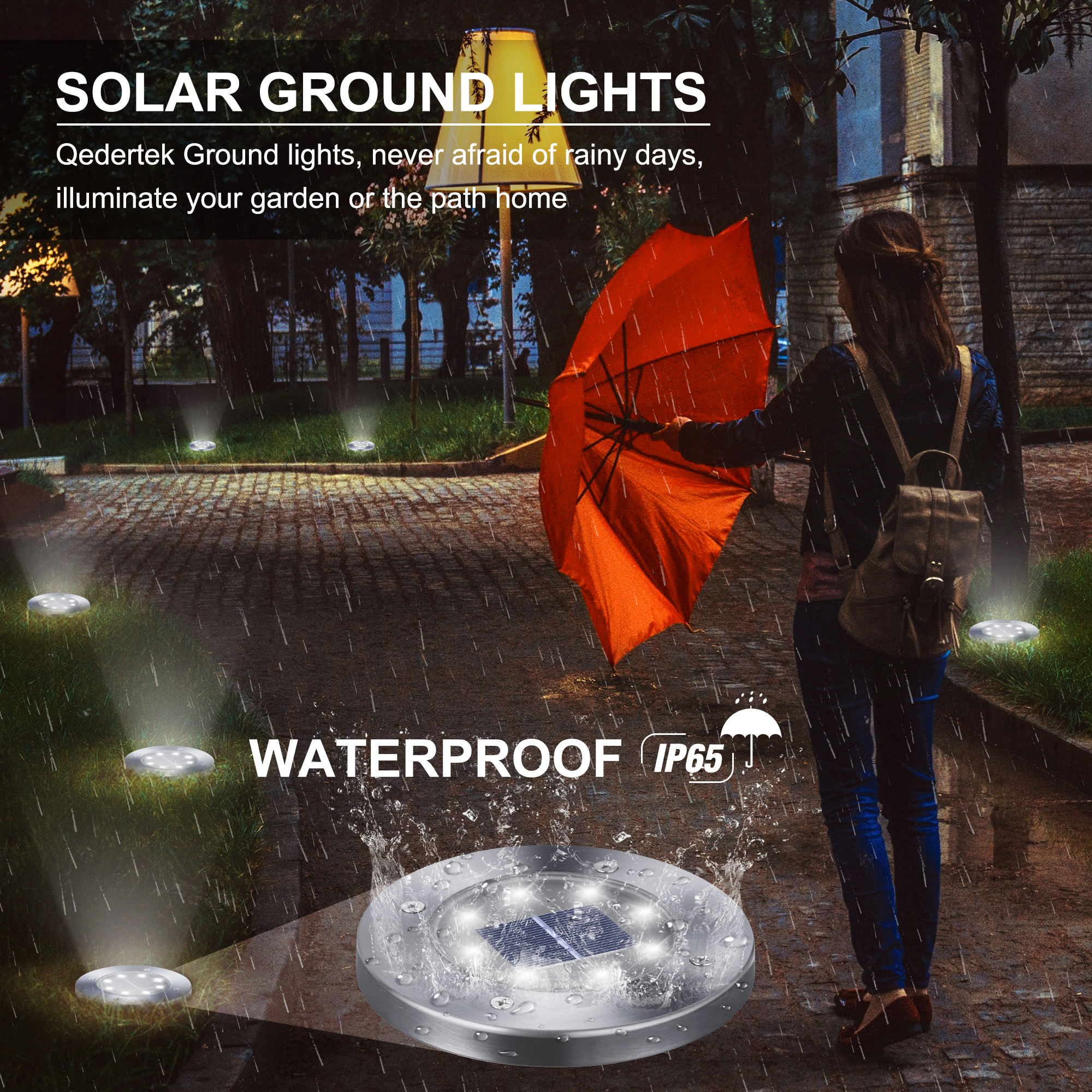 Toodour 12-Pack Solar Ground Lights, White Disk photo 2