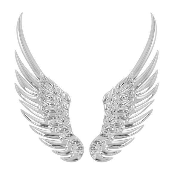Unique Bargains 2 Pcs Silver Tone Alloy Angel Wings Emblem Stickers for Car