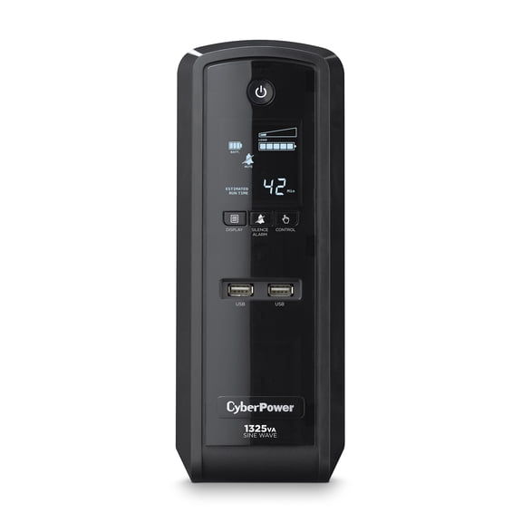Restored CyberPower - GX1325U - 1325 VA 810 Watts 10 Outlets UPS, Pure Sine Wave UPS with USB Charging Ports (Refurbished)
