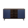 thumbnail image 1 of Manhattan Comfort Duane 59.05 Modern Ribbed Sideboard with Adjustable Shelves in Dark Brown and Navy Blue, 1 of 5