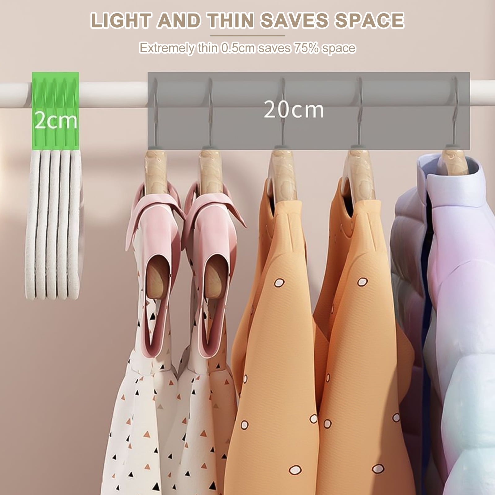 VEGCOO Baby Velvet Hangers(11inch - 50 Pcs), Premium Non Slip Kids Felt Hangers for Clothes for Toddler Kids' Closet with 10 Velvet Hanger Clips - Beige