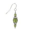 thumbnail image 3 of One Pair of Beaded Glass and Pewter Dangle Earrings, Platinum Ear Wires,Olive Green, 3 of 4