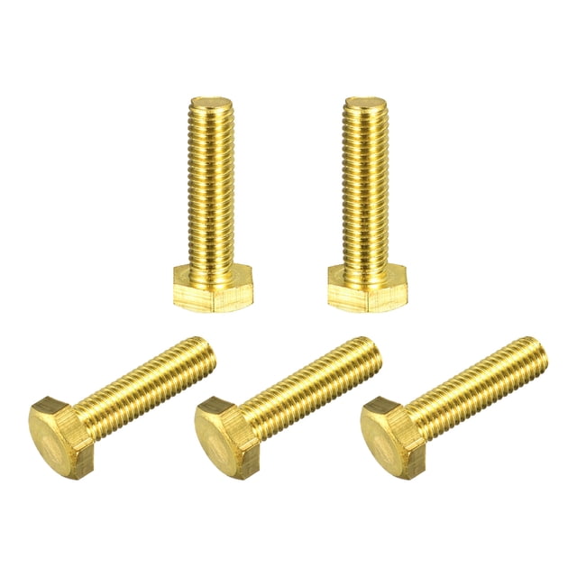 Unique Bargains Brass Hex Bolts, M10x40mm 5 Pack Fully Thread Grade 4.8 Machine Screws