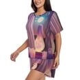 thumbnail image 2 of Lsque Dreamy Moonlit Window Women's Short-Sleeved Pajama Set - 2 Piece Soft and Lightweight Sleepwear Set-4X-Large, 2 of 9