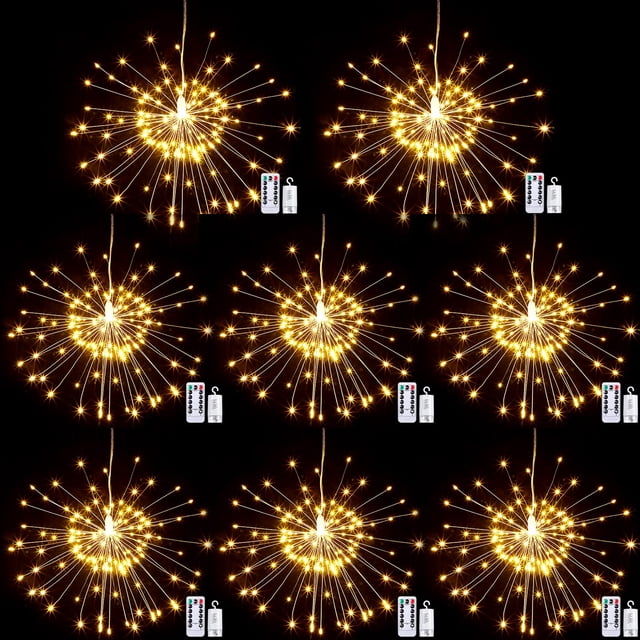 Luces de Cadena Tuanse Paquete de 8 Luces LED de Fuegos Artificiales con Control Remoto 25 cm