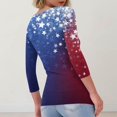 thumbnail image 3 of Iaqnaocc 4th Of July Tops for Women Trendy Ribbed 3/4 Sleeve American Flag Striped Patriotic Blouses Slim Fitted Fashion Crew Neck Summer Retro Tunic Tops Light Blue M, 3 of 3
