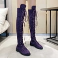 thumbnail image 2 of WAVSUF Knee High Boots for Women's Round Toe Lace Up Anti Slip Winter Trendy Flat Boots Purple Size 6.5, 2 of 8