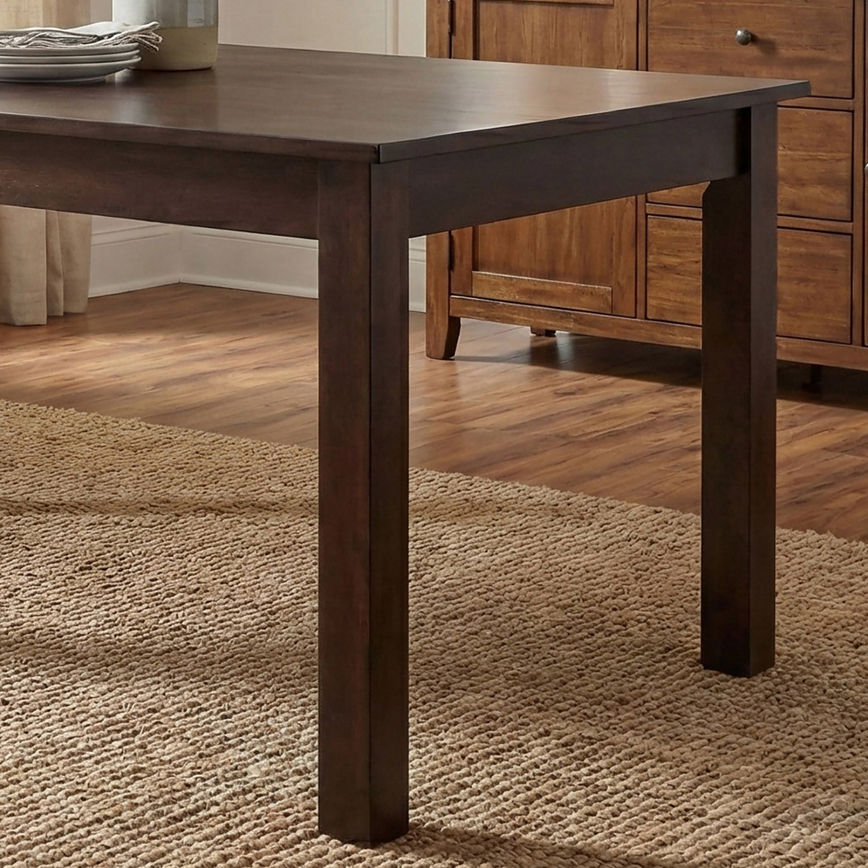 Furniture of America Winnia Modern Solid Wood 55" Rectangle Dining Table, Brown Cherry