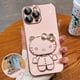 thumbnail image 3 of Bonita funda con soporte de espejo Hello Kitty para iPhone, carcasa trasera chapada 2020, 11, 12, 13, 14 Pro Max, Mini, XR, XS, X, 8, 7, 6, 6S Plus, SE, 3 of 4