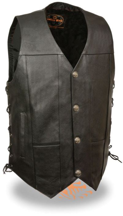 Black, 8X-Large Milwaukee Mens Side Lace Vest with Buffalo Snaps 