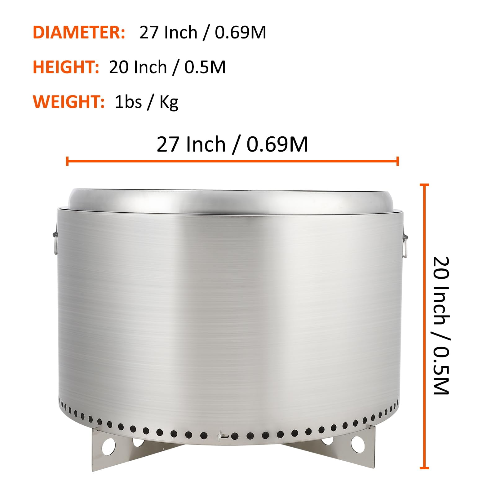 Towallmark Fire Pits for Garden, 35.4 Inch Smokeless Fire Pit, 304 Stainless Steel Wood Burning Fireplaces with Removable Ash Pan & Stand, Portable Safe Burning Firepit