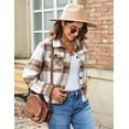 thumbnail image 6 of Zeagoo Shacket Women Cropped Flannel Plaid Button Down Jacket Houndstooth Casual Fall Fashion Coats, 6 of 9