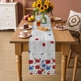 thumbnail image 2 of Red Blue Floral Table Runner 72 Inches, Independence Day Flowers Grey Wooden Bed Runner Dresser Scarves Tabletop for Indoor Outdoor Parties/Ceremony/Banquet, 14" x 72", 2 of 9