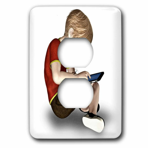 3dRose, Boy Using a Tablet, 2 plug outlet cover