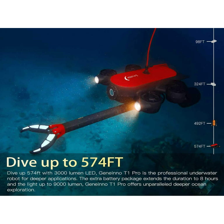 200M Titan T1 Pro Professional Underwater Drone ROV Robot with 4K Camera  Remote Control Real-time Steaming 