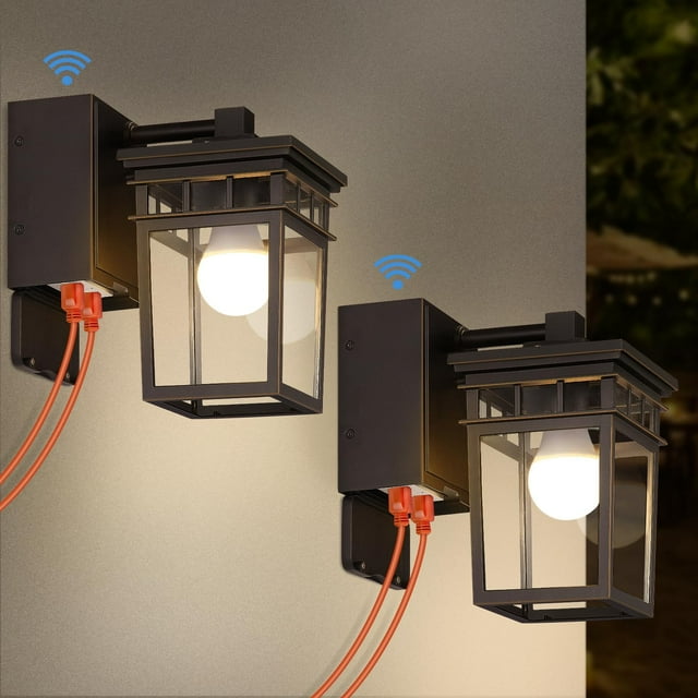 Luces de porche FANDBO LED GFCI, paquete de 2 unidades, del anochecer al amanecer
