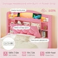 thumbnail image 4 of Pink Princess Beds Twin Size with LED Lights & Power Outlets, Twin Velvet Upholstered Platform Bed Frame with Bookcase Headboard and Storage Drawers, Girls Beds for Bedroom, 4 of 9