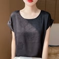 thumbnail image 1 of LOVZFMLL Hauts d'Été pour Femmes Mode Chandail Décontracté pour Femmes Couleur Unie Manches Courtes Col Rond, 1 of 3