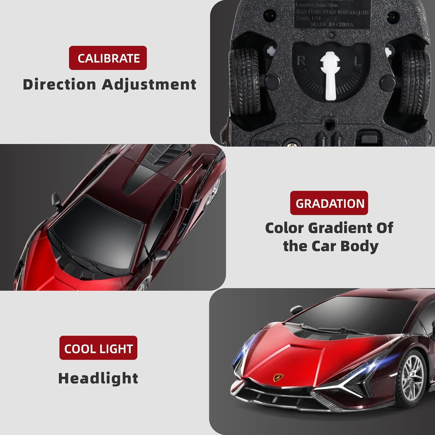 Miebely Lamborghini RC Car - 1:24 Scale Lambo Toy Car 3.7V 500mAh, Sián Fast Remote Control Car for Boys 8-12, Rc Race Car Model Birthday Gifts for Kids Adults Boys Girls Age 6-12 Year Old