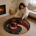 thumbnail image 5 of Festive Christmas Round Rug, Non-Slip Living Room Sofa Foot Cushion, Soft Area Mat for Bedroom Kitchen Holiday Home，23.6in, 5 of 5