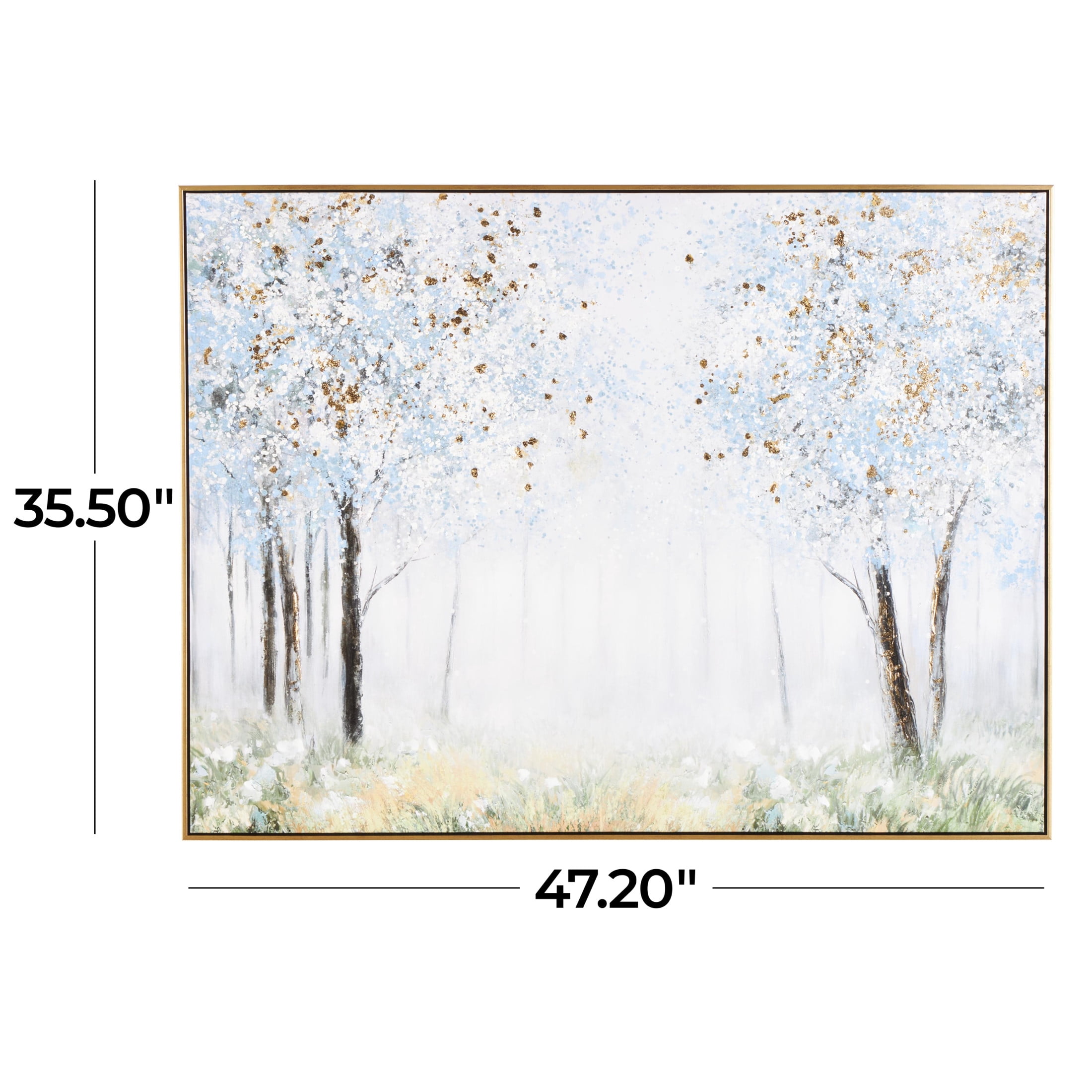 47" x 36" Forest Landscape Framed Wall Art with Gold Foil Accents, by DecMode