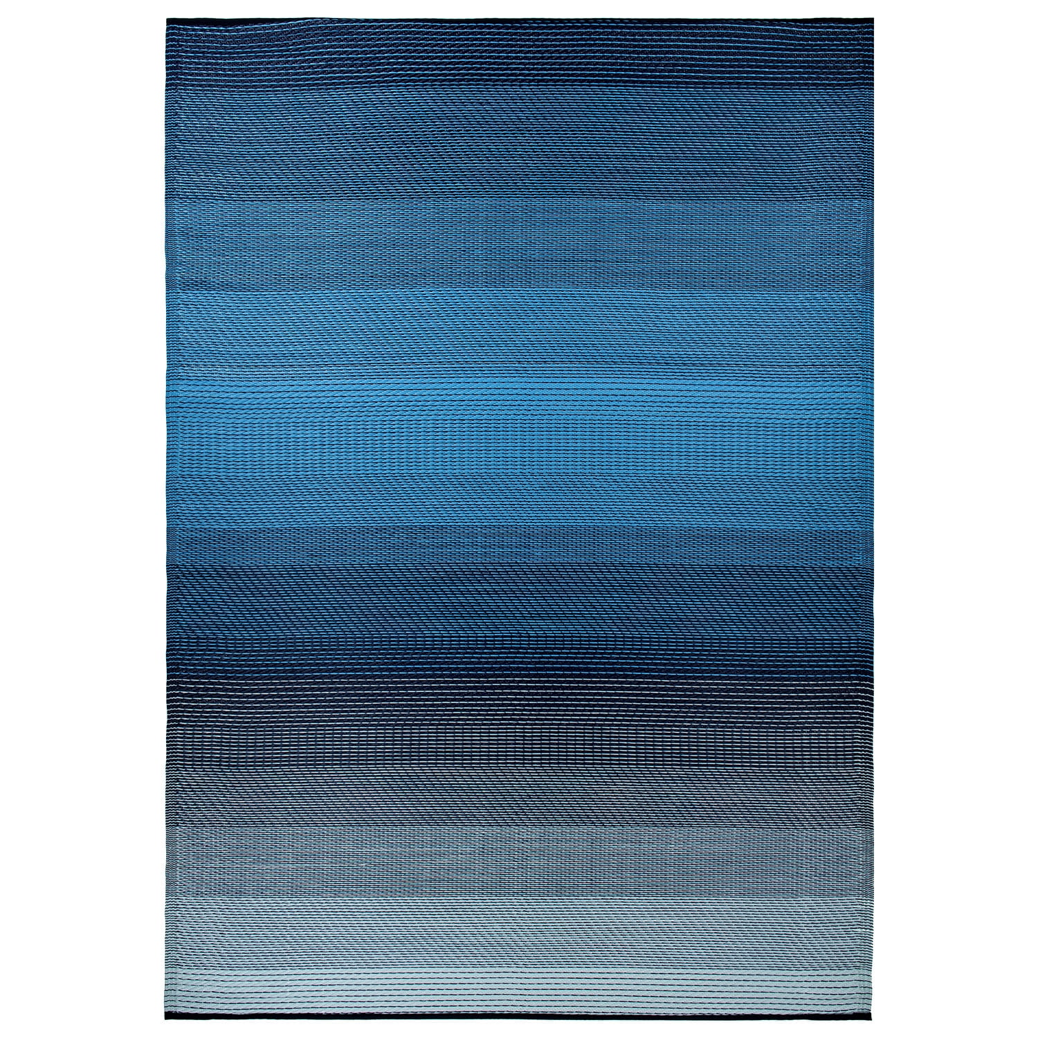 World Rug Gallery Contemporary Stripe Shade Reversible Recycled Plastic Outdoor Picnic Mat, Camping Rug, RV Rug - BLUE 3'3"x5'