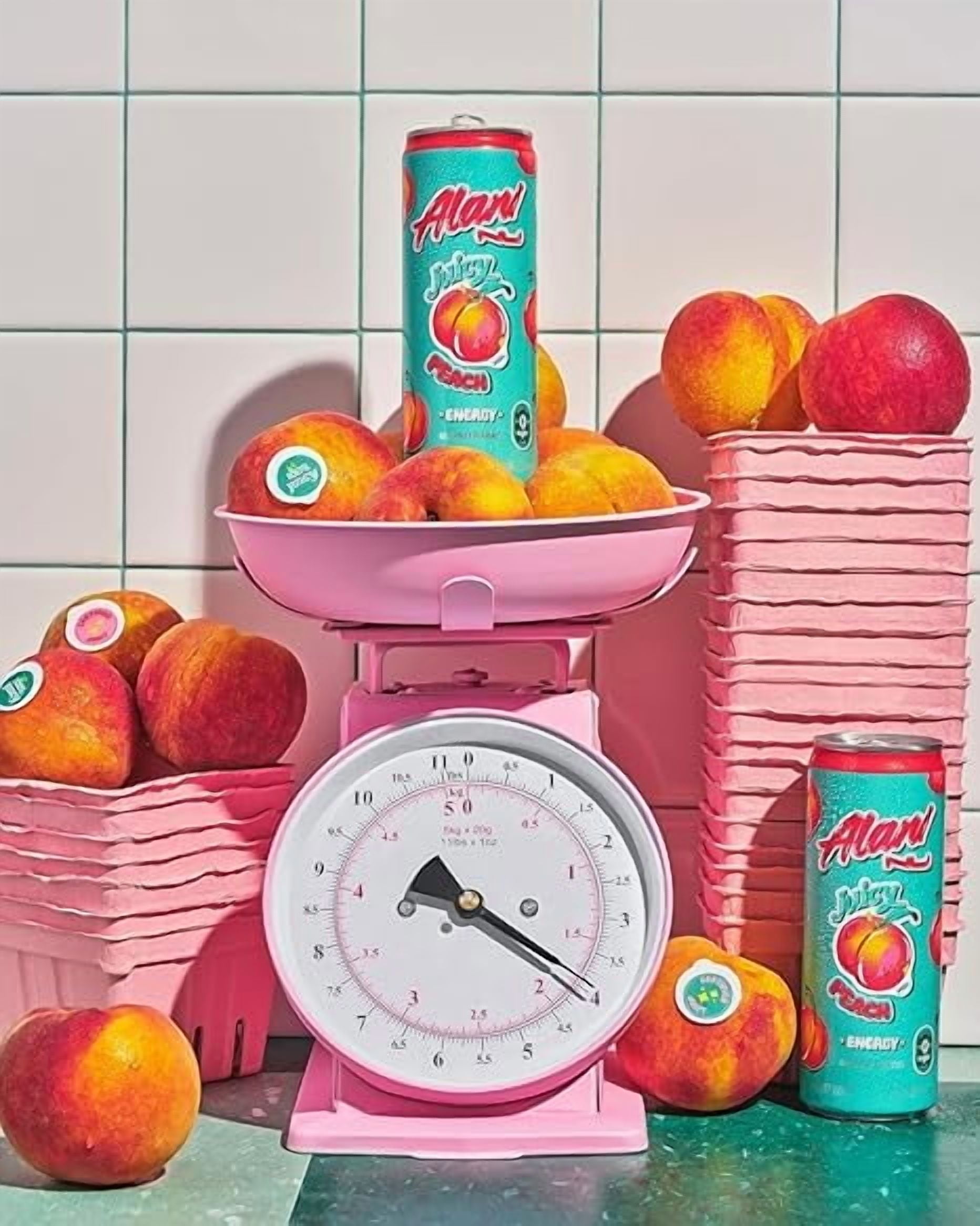 New Alani Energy Drinks Juicy Peach Zero Suger, Low - Calorie, Energy Boost Drinks 12 oz (6 Pack)