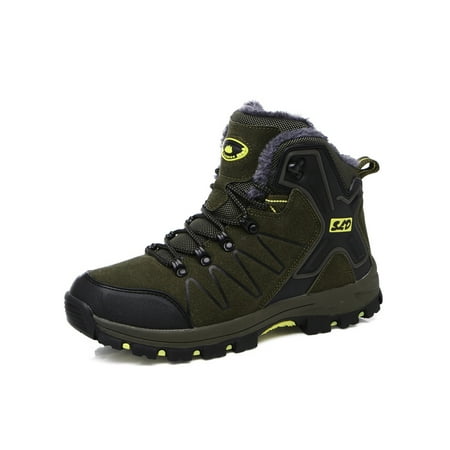 

Fangasis Womens Comfortable Sneakers Winter Warm Breathable Hiking Shoes Walking Non-Slip High Top Snow Booties Dark Green 8