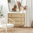 thumbnail image 5 of LuxenHome 35.4" Wide 3-Drawer Rattan Light Oak Finish Wood Dresser, 5 of 15