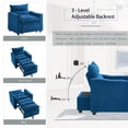 thumbnail image 3 of Sleeper Sofa Chair, Convertible Sofa Bed, 3-in-1 Sofa Chair with Adjustable Backrest and Cup Holder, Velvet Fabric for Living Room Apartment, Blue, 3 of 8